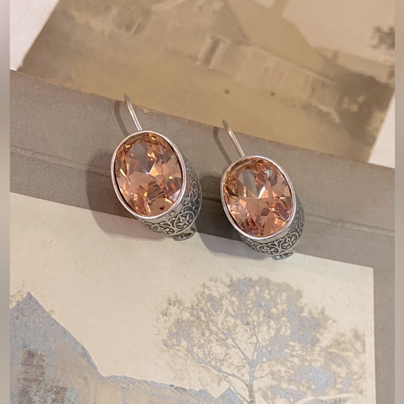 Retired Oval Silpada Sterling Silver and Champagne CZ Drop Earrings - Picture 13 of 14